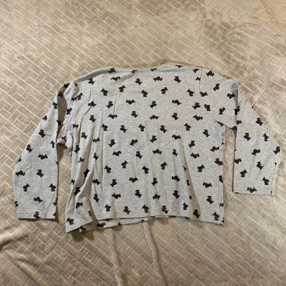 Croft & Barrow Womens XL Petite Long Sleeve T Shirt Gray Scottish Terrier Dog - Picture 8 of 8
